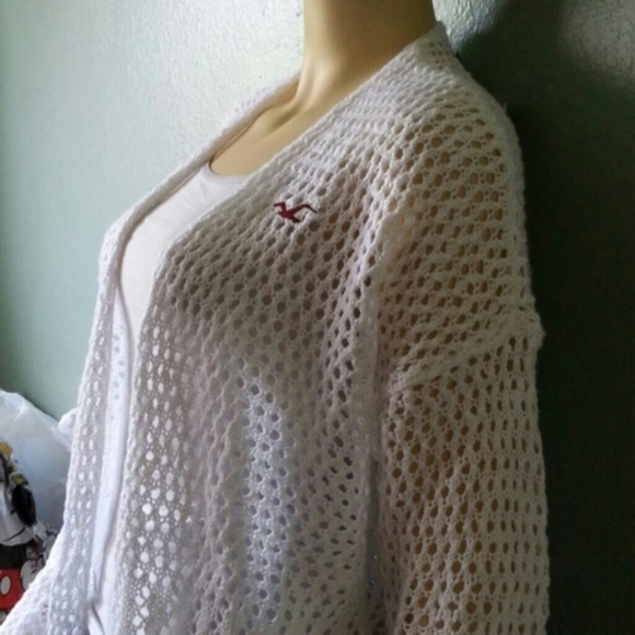 New Hollister White Open Stitched Cardigan - Picture 3 of 4